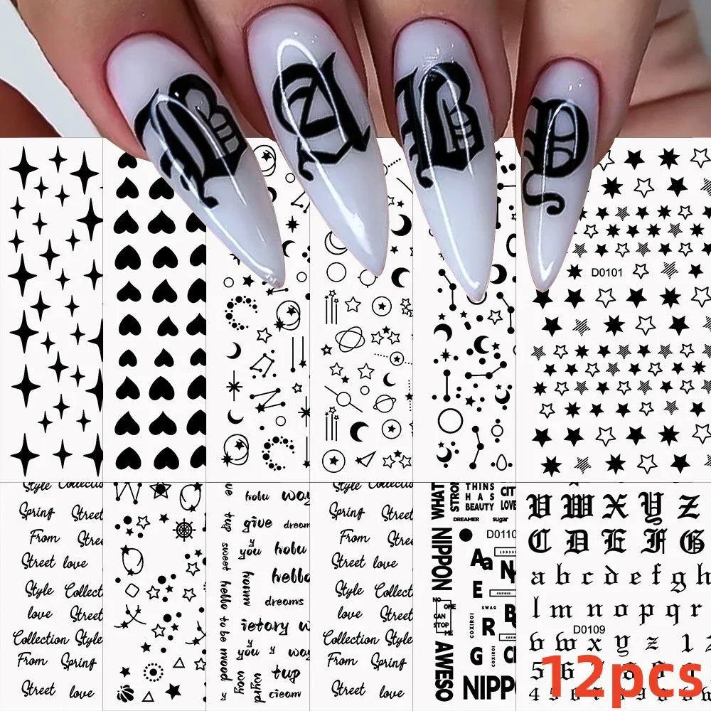 12pcs 3D Golden Glitter Heart Love Nail Stickers Valentine Self Adhesive Cute Cartoon Decal Geometry Slider Manicure Decoration* (ONLINE ORDER ONLY)