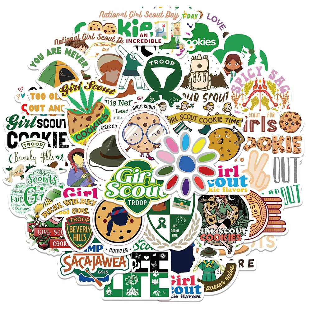 10/30/50PCS Girl Scout Movie Stickers Cartoon Graffiti Decals DIY Phone Notebook Suitcase Bike Laptop Skateboard Car Sticker Toy (ONLINE ORDER ONLY)