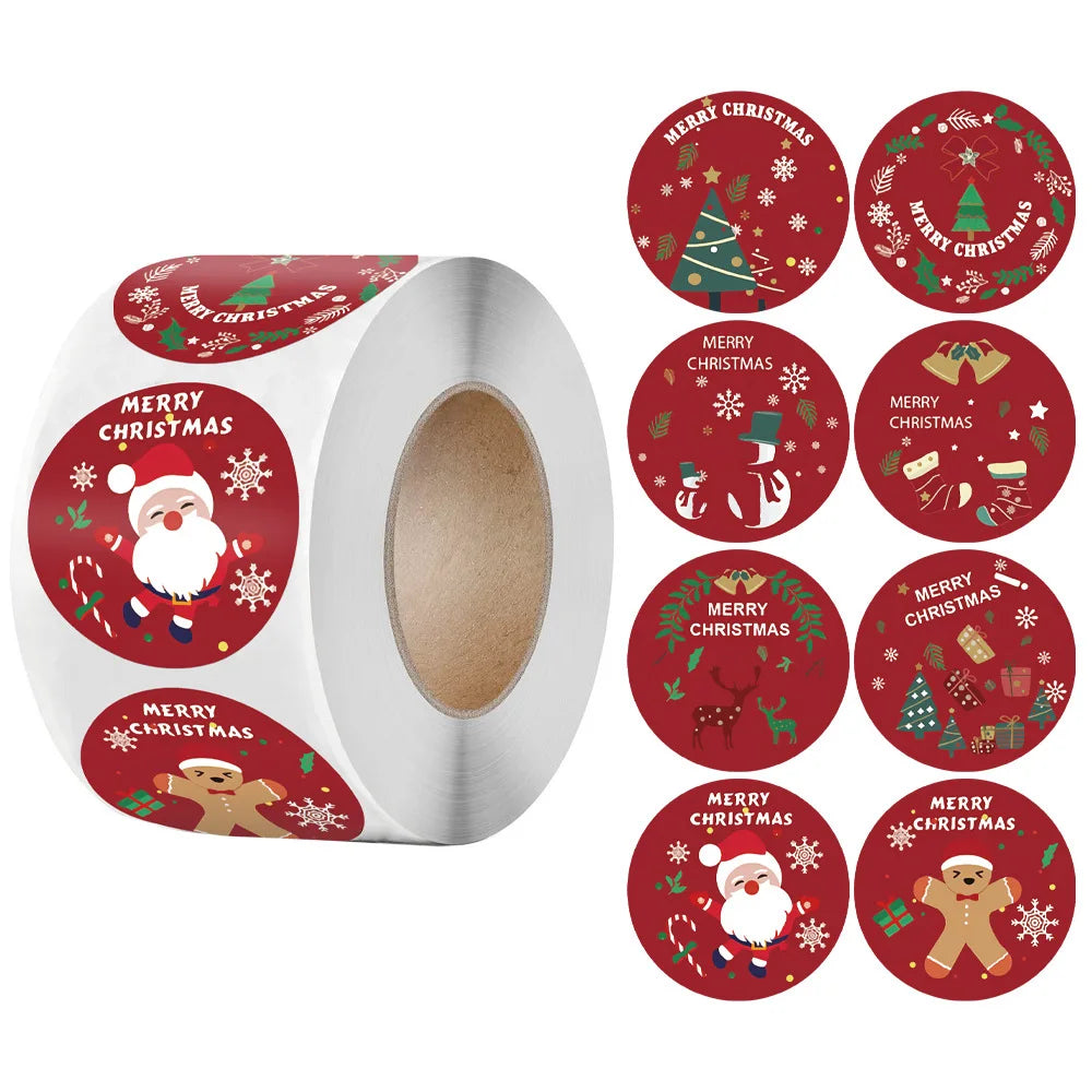 50-500Pcs Christmas Theme Seal Labels Stickers Merry Christmas Stickers For DIY Gift Baking Package Envelope Stationery Decor (ONLINE ORDER ONLY)