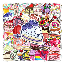 50Pcs Cartoon Cake Waterproof Vinyl Stickers for Skateboard Snowboard (Online Order Only)