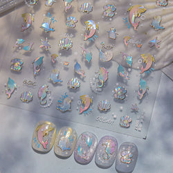 Starfish Dolphin Otter Shell Conch Whale Seahorse Pearl Oyster Infauna Self Adhesive Nail Art Stickers Manicure Decals Wholesale (ONLINE ORDER ONLY)