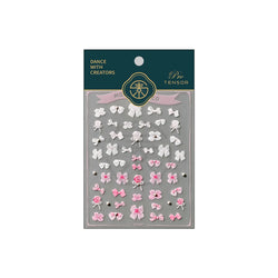 Chic Pink White Rose Flower Lace Bowknot Ribbon Jelly 5D Pearl Romantic Charming Self Adhesive Nail Art Sticker Manicure Decals (ONLINE ORDER ONLY)