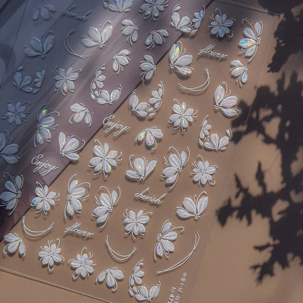 Shiny Cherokee Rose Golden Cherry Blossom Cherish Enjoy Flower Line Petal Delicate Self Adhesive Nail Art Sticker Manicure Decal (ONLINE ORDER ONLY)