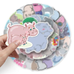10/50PCS Cartoon Animal Hippo Sticker DIY Phone Laptop Luggage Skateboard Graffiti Decals Fun for Kid Toys (ONLINE ORDER ONLY)