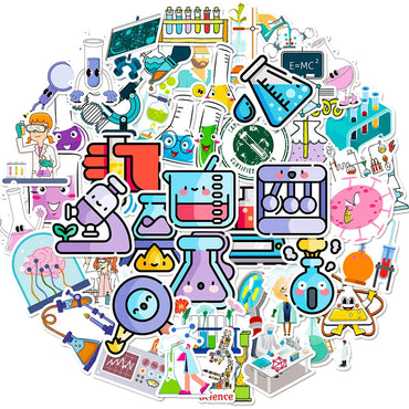 10/30/50/100pcs Science Physics Chemistry Lab Graffiti Stickers Laptop Scrapbook Suitcase Phone Diary Decoration Sticker Kid Toy (ONLINE ORDER ONLY)
