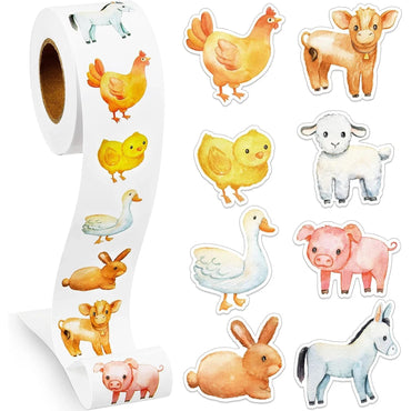 100-500pcs Cartoon Farm Zoo Animals Stickers Decoration Reward DIY Stickers Scrapbook Skateboard Round Sealing Label Stationery (ONLINE ORDER ONLY)