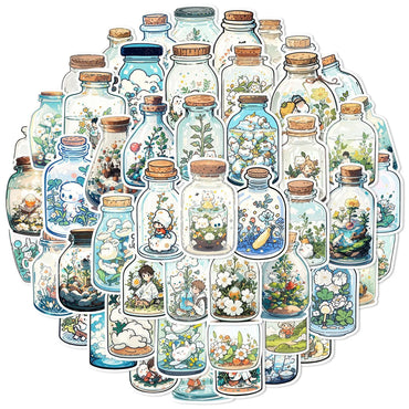 10/50pcs Japanese Style Bottle World Stickers Aesthetic Ins Cute Graffiti Decals Scrapbooking Luggage Fridge Laptop Sticker Toy (Online Order Only)