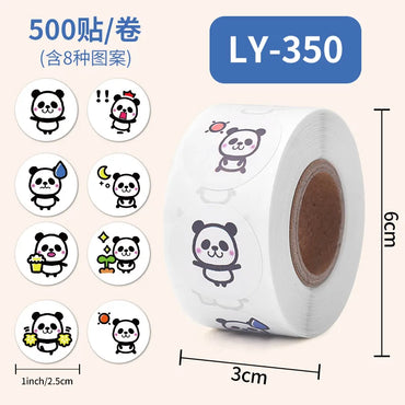100-500Pcs Cartoon Panda Label Roll for Envelope Encourage Praise Student Work Stationery Seal Lable Children's Day Reward (ONLINE ORDER ONLY)