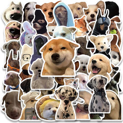 50pcs Funny Meme Dogs Stickers Water Bottle Pet Puppy Stickers Laptop Luggage Notebook Skateboard Waterproof Vinyl Car Decals (Online Order Only)