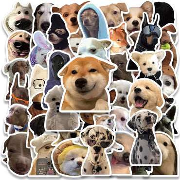 50pcs Funny Meme Dogs Stickers Water Bottle Pet Puppy Stickers Laptop Luggage Notebook Skateboard Waterproof Vinyl Car Decals (Online Order Only)