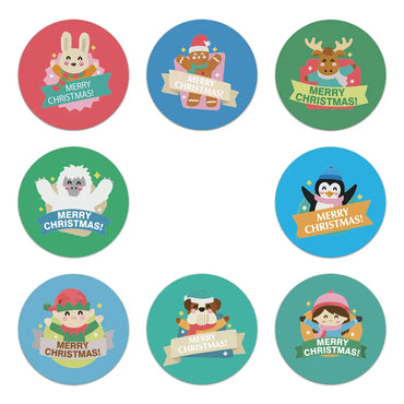 100-500pcs 1 Inch Paper Merry Christmas Sticker Santa Cartoons Sealing Label Stickers Scrapbook Gift Card Packaging Stationery (ONLINE ORDER ONLY)