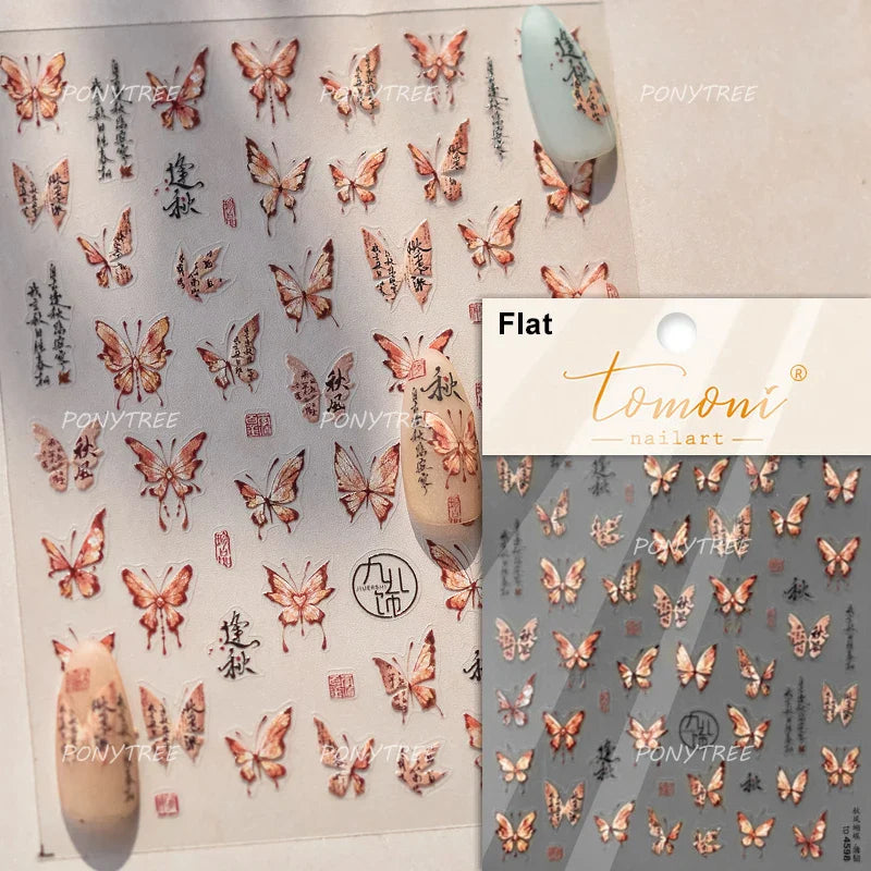 Lace Butterfly Hollow Out Fabric Romantic Flower Pattern Chic Adhesive Nail Art Sticker Rhinestone Manicure Decals Nail Supplies (ONLINE ORDER ONLY)