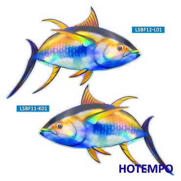 20cm Laser Dazzle Big Size Sea Fish Yellowfin Tuna Motorcycle Car Stickers for Fisherman Boats Laptop Outdoor Waterproof Sticker (Online Order Only)