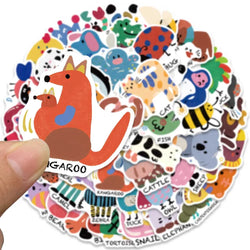 50pcs Vinyl Laptop Decals Cute Cartoon Animals Waterproof Graffiti For Luggage Phone Guitar Bicycle Car Stickers Kids Toy (ONLINE ORDER ONLY)
