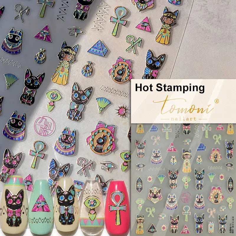 Cute Cat Eye Fishbone Animals Leopard Cat Ginger Cat Kitten Exclamation Point Paw Self Adhesive Nail Art Sticker Manicure Decals (ONLINE ORDER ONLY)