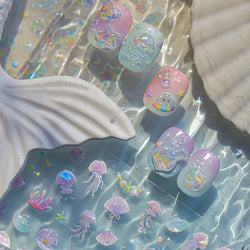Star Drift Bottle Current Bottle Jellyfish Marine Meteor Water Bubble Love Heart Self Adhesive Nail Art Stickers Manicure Decals (ONLINE ORDER ONLY)