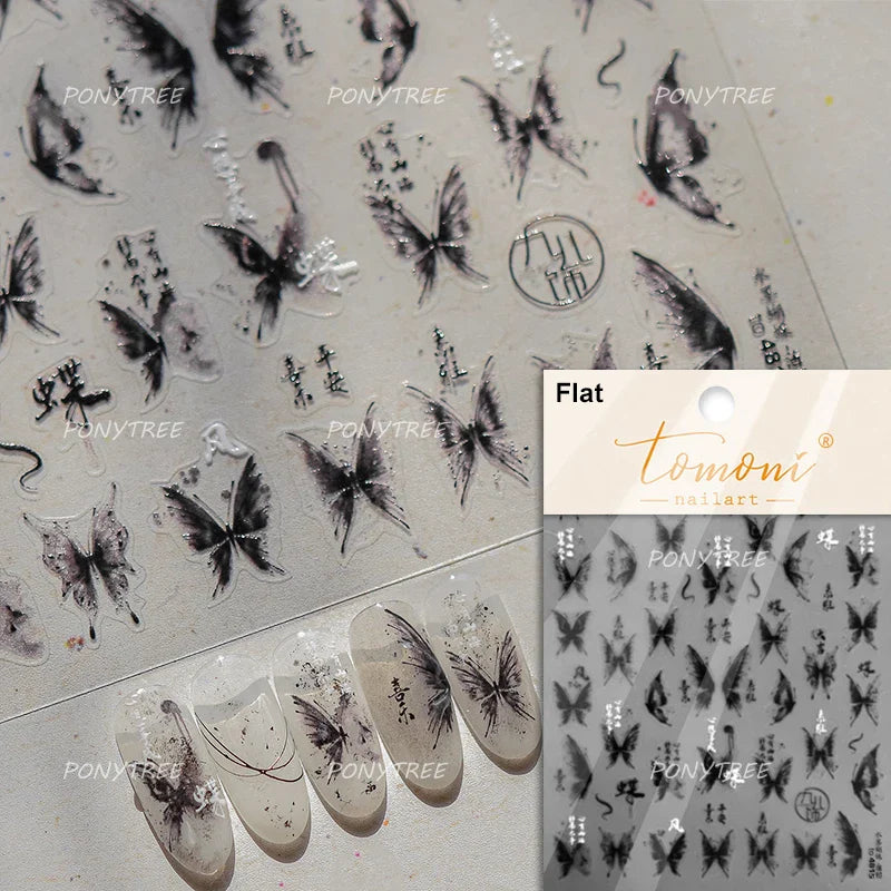 Lace Butterfly Hollow Out Fabric Romantic Flower Pattern Chic Adhesive Nail Art Sticker Rhinestone Manicure Decals Nail Supplies (ONLINE ORDER ONLY)