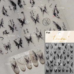 Shiny Butterfly White Pink Purple Romantic Animals Retro Photo Frame Chic Delicate Adhesive Nail Art Stickers 5D Manicure Decals (ONLINE ORDER ONLY)