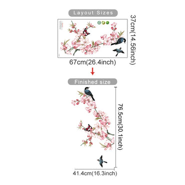 Watercolor Bird Plum Blossom Wall Stickers for Bedroom Living Room Decor (Online Order Only)