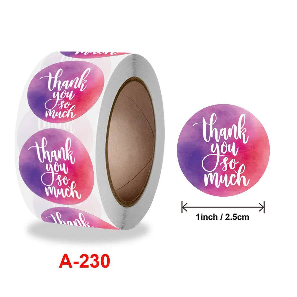 50-500pcThank-You Powder Sealed Sticker Holiday Party Decoration Label Stationery Sticker for Shop Business Package Gift Sticker (ONLINE ORDER ONLY)