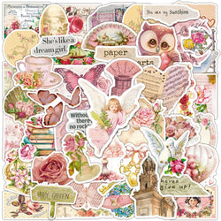 Vintage Pink Collage Stickers - DIY Diary, Fridge, Skateboard, Laptop, Luggage Decals (ONLINE ORDER ONLY)