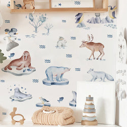 Cartoon Arctic Animals Wall Stickers: Penguins & Polar Bears Vinyl Decals for Kids Room Decor (ONLINE ORDER ONLY)