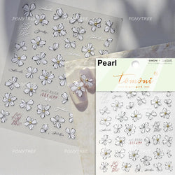 Pure White Lily Petals Flower Butterfly Branch Leaves Line Minimalist Self Adhesive Nail Art Decorations Sticker Manicure Decals (ONLINE ORDER ONLY)