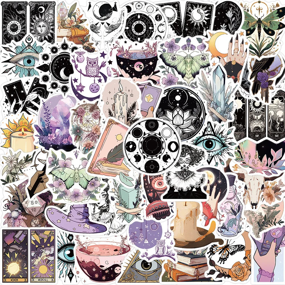 50pcs Cute Witch Magic Stickers for Helmet, Wall, DIY Decoration (Online Order Only)
