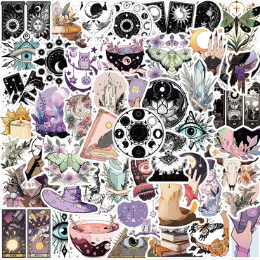 50pcs Cute Witch Magic Stickers for Helmet, Wall, DIY Decoration (Online Order Only)