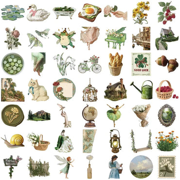10/30/50PCS Vintage Rural Life PVC Sticky Sticker Aesthetic Children's Stationery DIY Decoration Scrapbooking School Supplies (ONLINE ORDER ONLY)