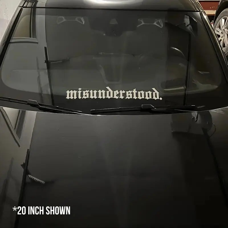 20/30/36in Misunderstood Decal Sticker Windshield Banner Vinyl Car Decal, White and Black，For Cars, Trucks, Walls,  Motorcycles (ONLINE ORDER ONLY)