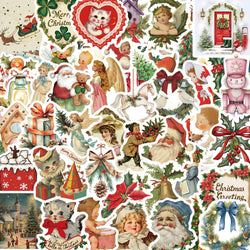 56Pcs Romantic Christmas Stickers Crafts Scrapbooking Book Label Decorative Christmas Tree Sticker DIY Stationery Notebook (ONLINE ORDER ONLY)
