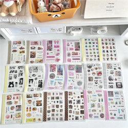 18Pc Set Japanese Y2K Cute Sticker Double Transparent Die cut Sticker Journal Handbook Scrapbooking Decoration Sticker Kids Gift (ONLINE ORDER ONLY)