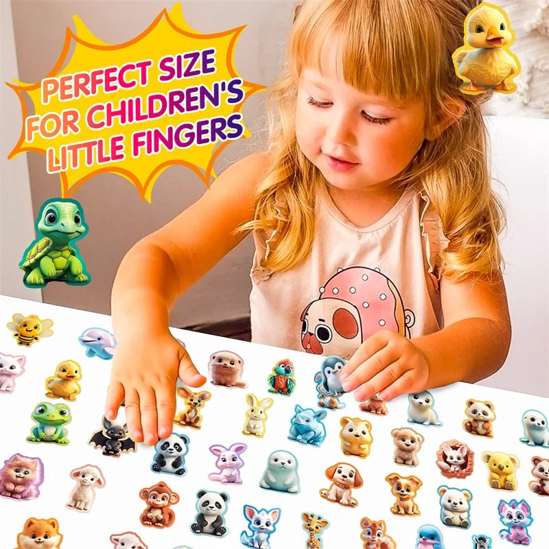 10/30/50PCS Cute 3D Cartoon Animal PVC Sticker Aesthetic Chidlren's Stationery Decoration Scrapbooking School Supplies for Kids (ONLINE ORDER ONLY)