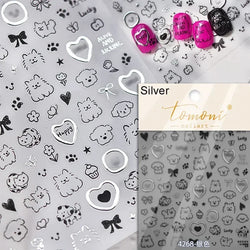 Dog Rabbit Line Bunny Footprint Bowknot Heart Cake Strawberry Flowers Bone Graffiti Adhesive Nail Art Stickers Manicure Decals (ONLINE ORDER ONLY)