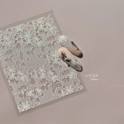 Lace Bowknot Hollow Out Fabric Art Fragmentation Sensation Petal Embossed Hottie Adhesive Nail Art Sticker Chic Manicure Decals (ONLINE ORDER ONLY)