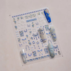 Embroidery Yunjin Brocade Tassels Bowknot Butterfly Flower Rose Camellia Adhesive Nail Art Stickers Rhinestone Manicure Decals (Online Order Only)