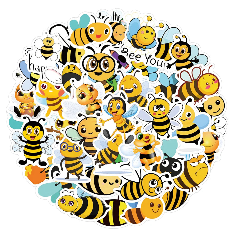 10/30/60PCS Kawaii Cartoon Bee Sticker Packs (ONLINE ORDER ONLY)