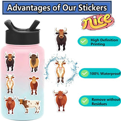 50PCS Cute Cow PVC Sticker Aesthetic DIY Children's Decoration Scrapbooking Korean Stationery School Supplies for Kids (ONLINE ORDER ONLY)