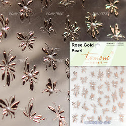 Gold Hot Stamping Flowers Leaves 3D 5D Pearl Bead Delicate Self Adhesive Nail Art Decorations Stickers Manicure Decals Wholesale (Online Order Only)