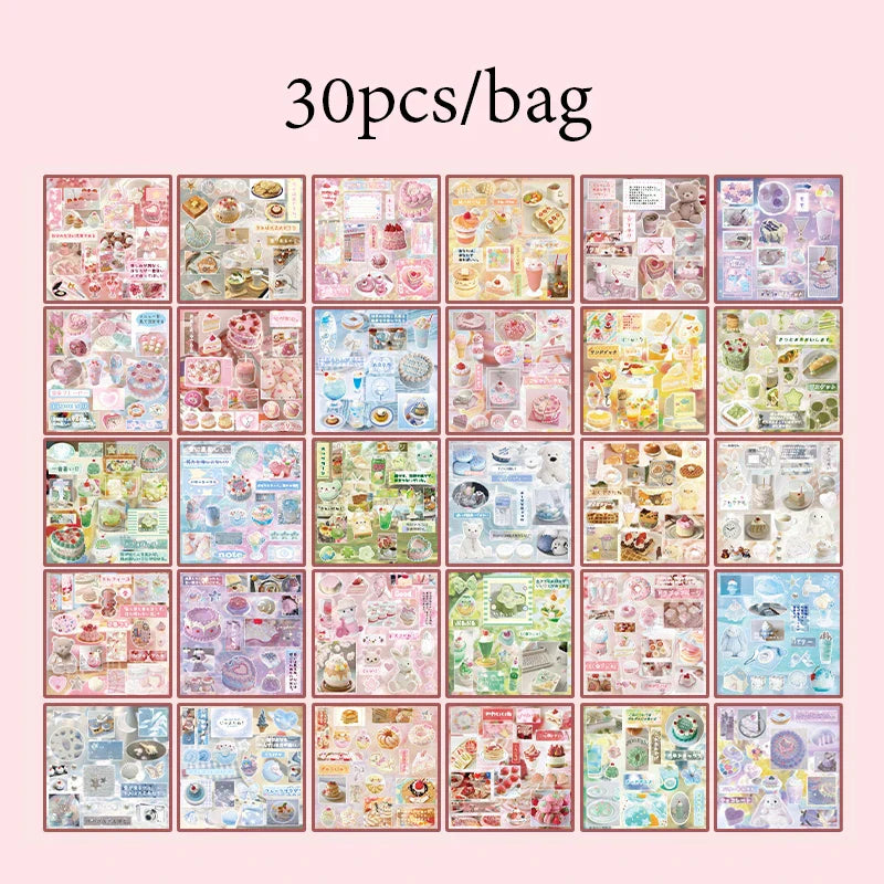 Mr. Paper 30Pcs Japanese Food Sticker Book DIY Scrapbook Photo Frame Phone Case (ONLINE ORDER ONLY)