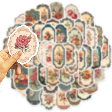 10/30/50PCS Vintage Flower Mirror PVC Sticky Sticker Aesthetic DIY Korean Stationery Decoration Scrapbooking School Supplies (ONLINE ORDER ONLY)