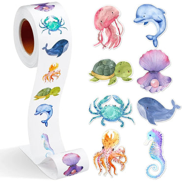100-500pcs New Cartoon Marine Animal Park Dolphin Stickers for Kids Teacher Reward Encourage Sealing Label Stationery Sticker (ONLINE ORDER ONLY)