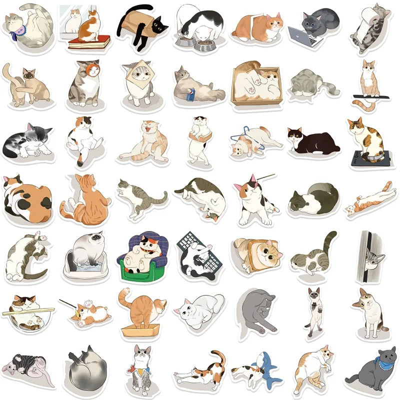 10/30/50PCS Kawaii Angry Cat Sticky PVC Sticker Aesthetic DIY Decoration Scrapbooking Korean Hand Accounting Supplies for Kids (ONLINE ORDER ONLY)