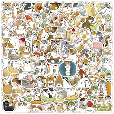 100PCS Winter Cat Stickers Aesthetic PVC Decoration Stationery Scrapbooking Supplies (Online Order Only)