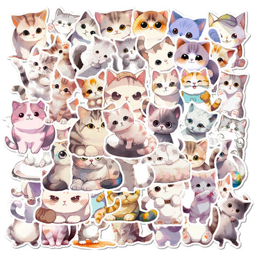 10/30/50pcs Cute Animal Cat Cartoon Stickers Kawaii Decals Laptop Scrapbook Phone Suitcase Stationery Sticker Kids Classic Toy (ONLINE ORDER ONLY)