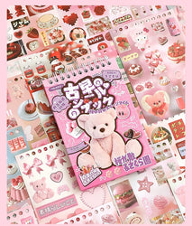 30sheets/book Y2K Retro Cute Bear Food Cut Film Sticker for Laptop Phone Camera Journal Scrapbook Kawaii Decoration Sticker Gift (ONLINE ORDER ONLY)