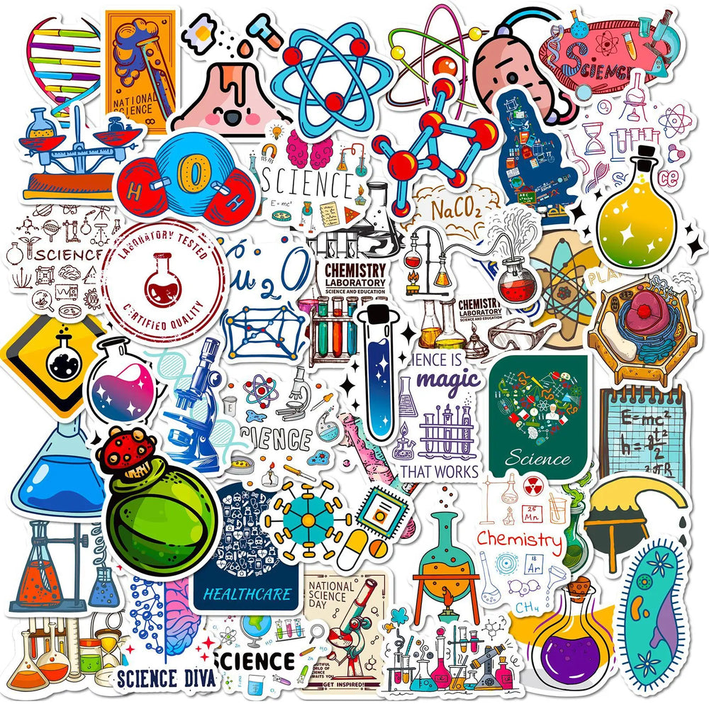 Chemical Lab Graffiti Stickers: 10/25/50pcs for DIY Scrapbook, Water Bottle, Phone, Laptop, Guitar Decal (ONLINE ORDER ONLY)