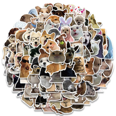 10/30/50/100pcs Funny Cat Dog Meme Stickers Decal DIY Scrapbook Suitcase Skateboard Laptop Graffiti Cute Animal Stickers Toy (Online Order Only)