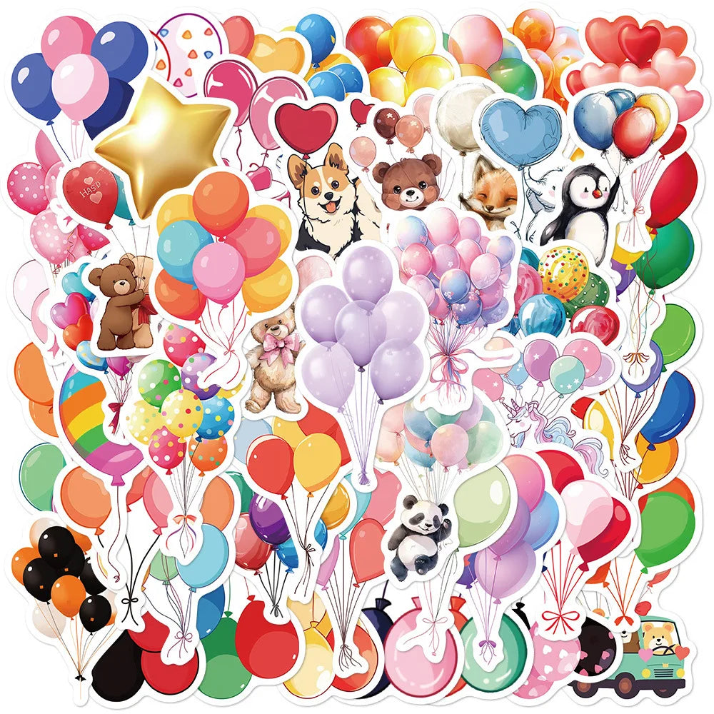 10/30/50PCS Cartoon Balloon Stickers Festive Atmosphere Ornament Decals DIY Laptop Phone Guitar Diary Scrapbook Bike Kids Toy (ONLINE ORDER ONLY)